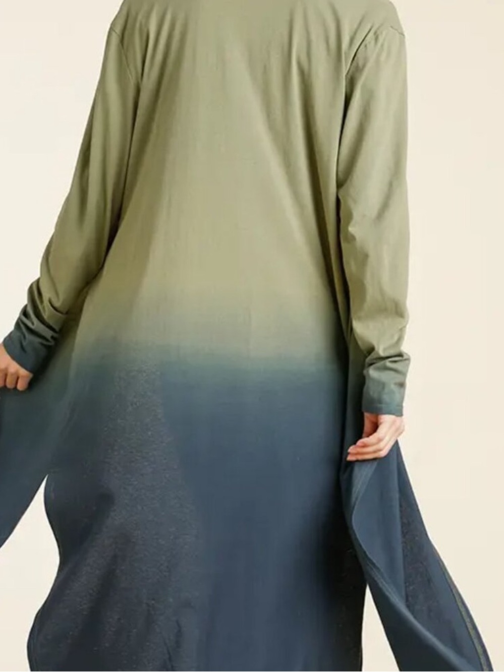 Umgee Ombre Lightweight Open Front Long Cardigan Green Blue NEW - Picture 3 of 3
